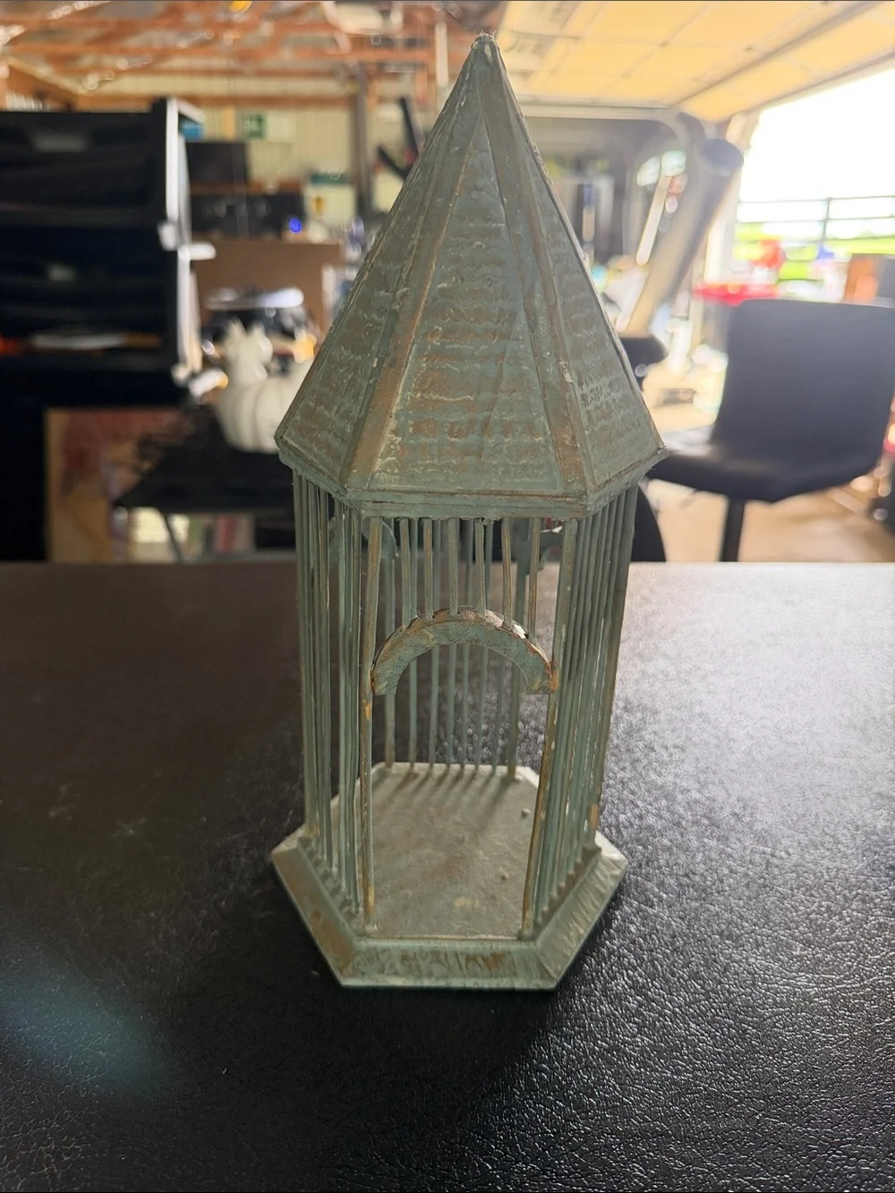 Vintage-Style Green Wooden Decorative Lantern